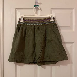Army Green Beaded Mini Skirt